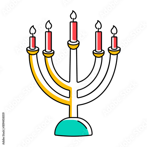 A sketchy style icon depicting hanukkah menorah