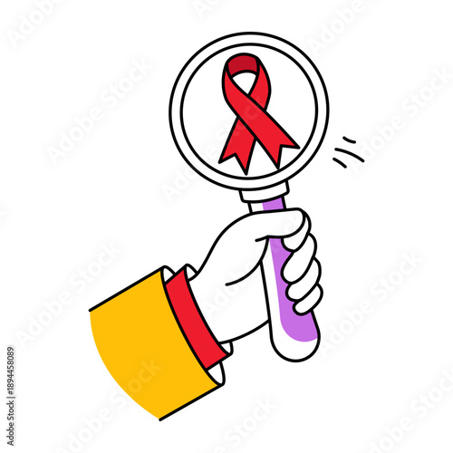 A hand drawn style icon showing cancer ribbon