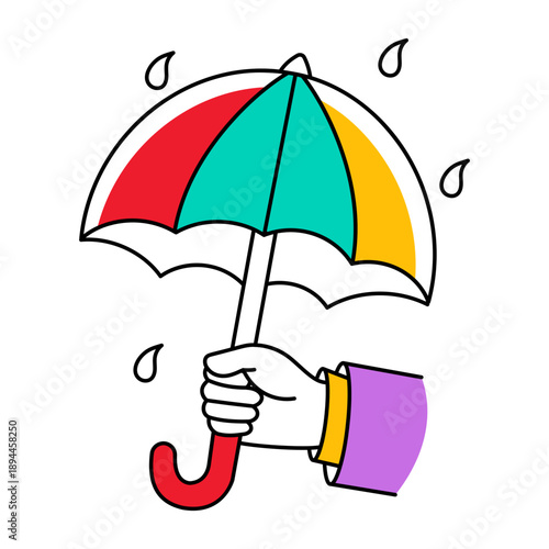A doodle style icon showing raining