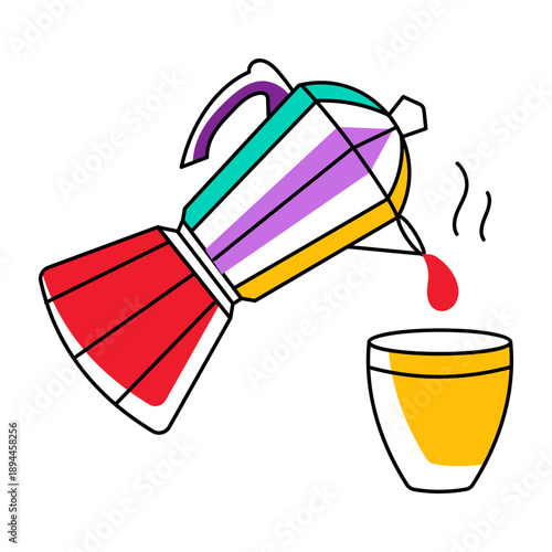 A doodle style icon showing coffee maker