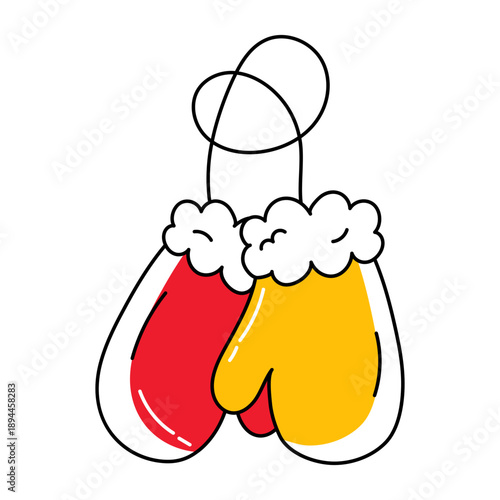 A sketchy style icon depicting mittens