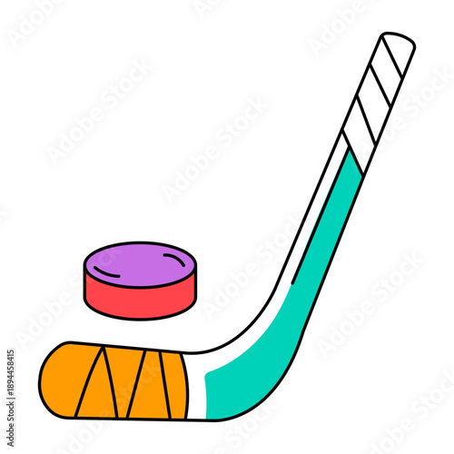 A doodle style icon showing hockey stick
