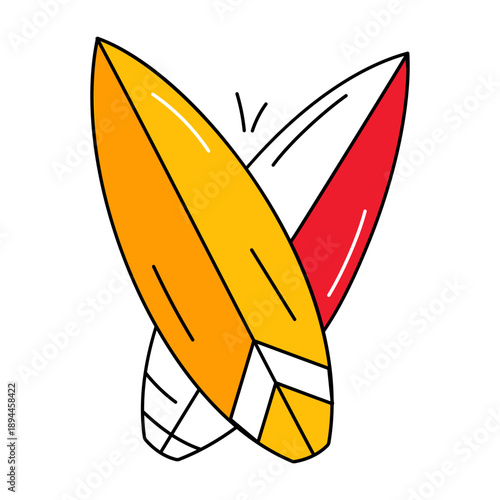 A sketchy style icon depicting surfboards