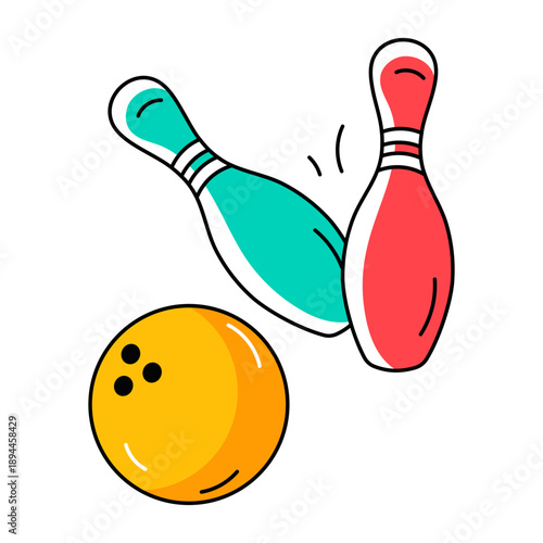A hand drawn style icon showing bowling ball