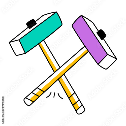 A doodle style icon showing sledgehammers
