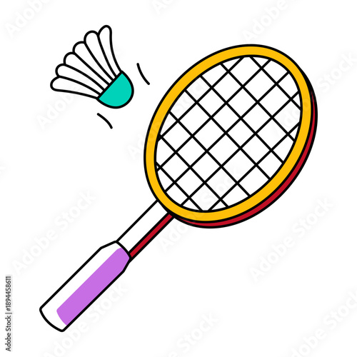 A hand drawn style icon showing badminton