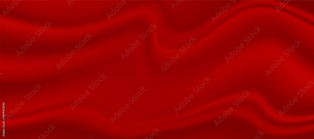 Obraz premium Realistic red silk top view vector background. Elegant and soft royal backdrop of shine flowing surface. Red luxurious background design. Vector illustration