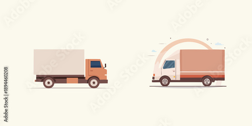 A illustration of a freight delivery truck with a trailer hauling cargo on a road for the shipping industry