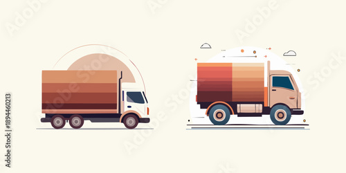 Commercial delivery truck with trailer and cargo van vector illustration for freight shipping and industrial road transport business