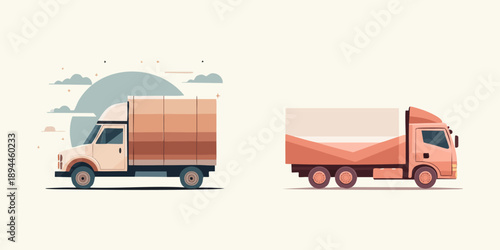 Heavy cargo trailer lorry transporting freight container on a big highway road for global logistics delivery business industry