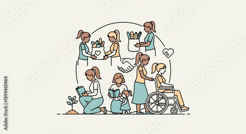 Diverse group of people helping each other with kindness and support