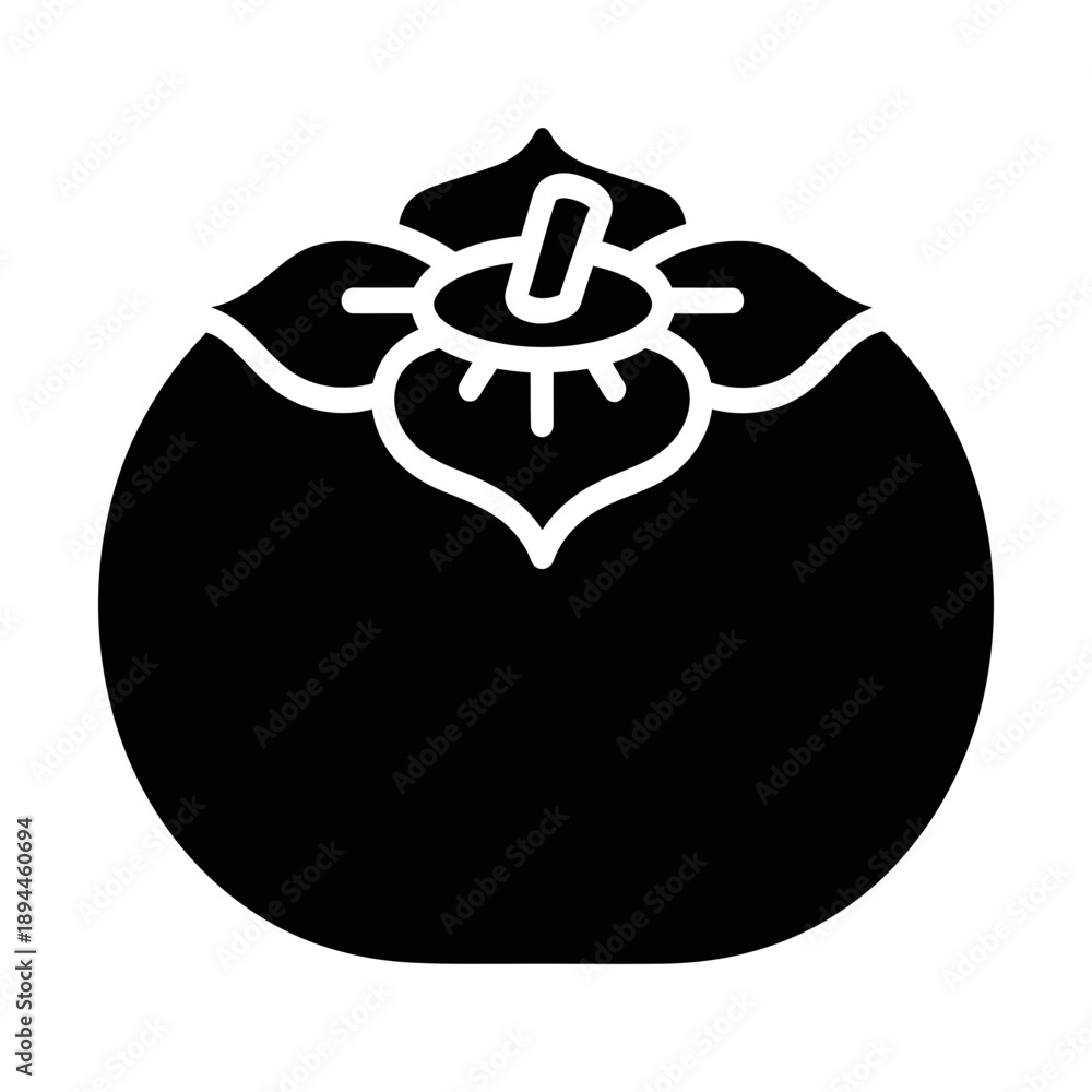 Obraz premium persimmon fruit glyph icon