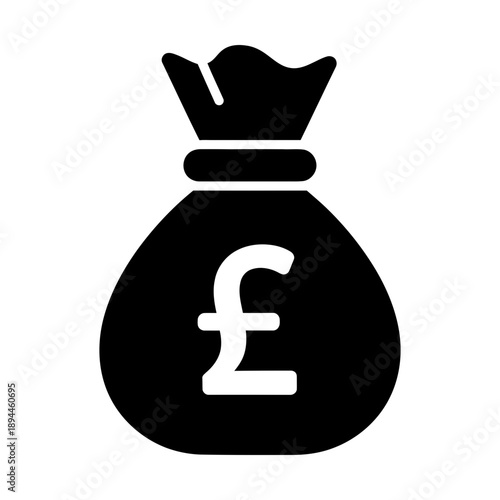 pound sterling money bag glyph icon