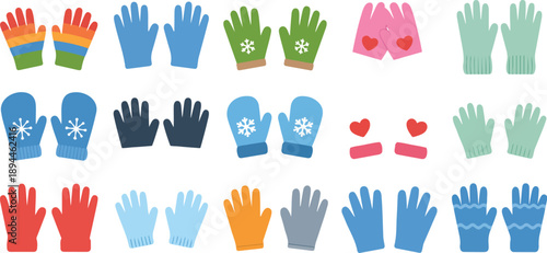 Winter Mittens & Knit Gloves Line Icons  Cozy Handwear Fashion Collection