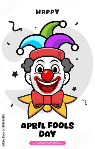 Happy April Fools Day Greeting Card with Joker Character