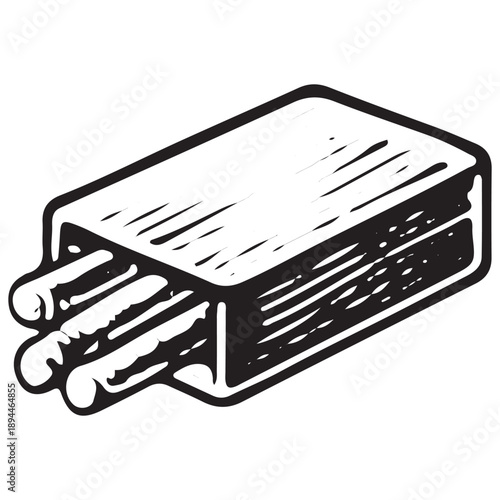 Vintage Matchbox Illustration – Classic Smoking Accessories Engraving