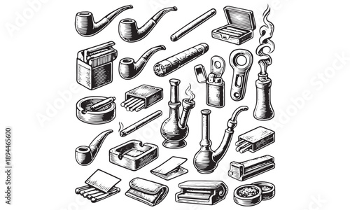 Vintage Smoking Accessories Icons