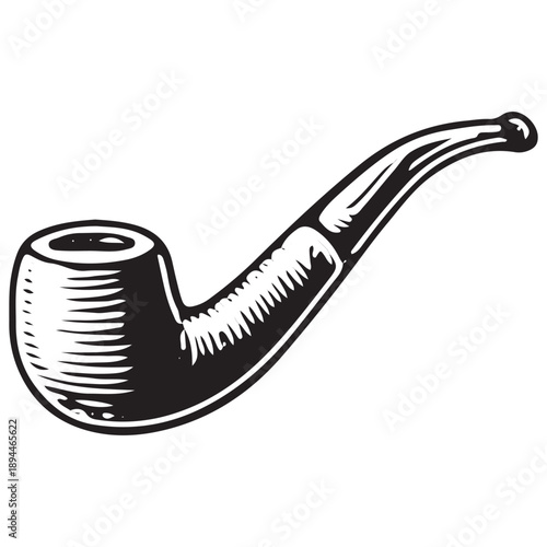 Classic Curved Tobacco Pipe – Vintage Smoking Accessories Illustration