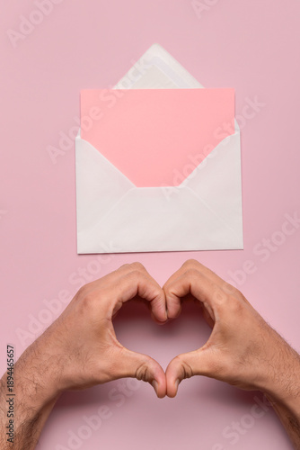 Male hands making heart sha...