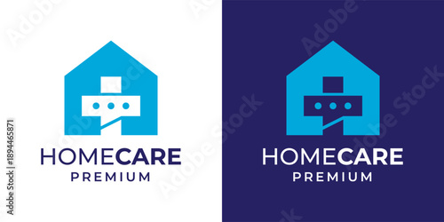 Medical Talk Chat Logo Concept. Health Consultation Logo Vector Illustration. Vector Design of Doctor, Chat, Medical Cross, Home, Hospital, Clinic.