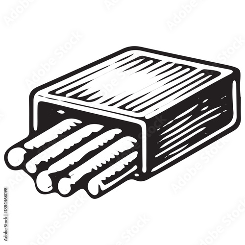 Vintage Matchbox With Matches Illustration – Smoking Accessories Icon