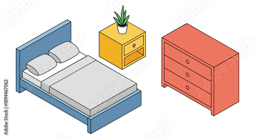 Bedroom Furniture Set with Bedside Table.