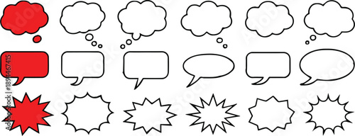 bubble comic callout and burst bubble vector illustration set