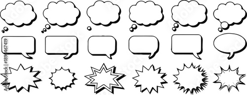 bubble speech bubble burst and thought shapes vector collection