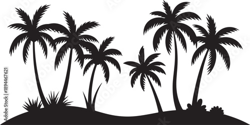 palm tree silhouette on hill vector for tropical design