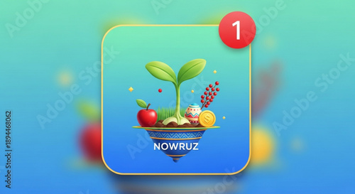 Fresh nowruz celebration with fruit and plant