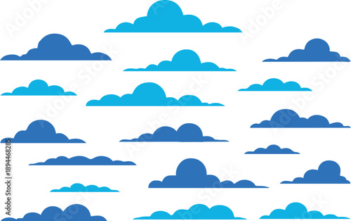 cloud silhouette set for blue weather icons and graphic design