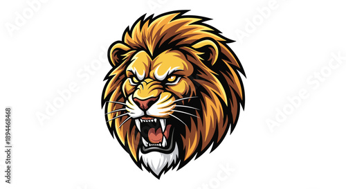 Illustration of a Lion Head Roaring.