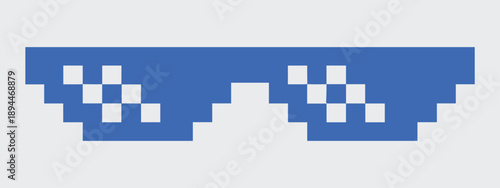 sunglasses pixelated black retro meme vector icon for overlay