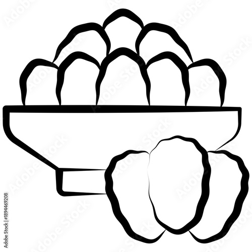 Dates Outline Hand Drawn Icon, Mini Illustration For Modern Concept, Print, Ui, Ux Kit, Web And App Development. Vector Related To Ramadan, Eid Al-Fitr, Eid Al-Adha And More