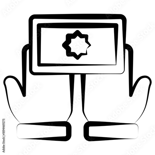 Charity Outline Hand Drawn Icon, Mini Illustration For Modern Concept, Print, Ui, Ux Kit, Web And App Development. Vector Related To Ramadan, Eid Al-Fitr, Eid Al-Adha And More