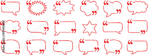 quote bubble red vector pack speech and quotation mark frames