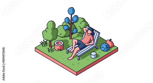 Woman Relaxing on a Sun Lounger.