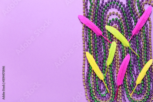 Colorful beads with feather...