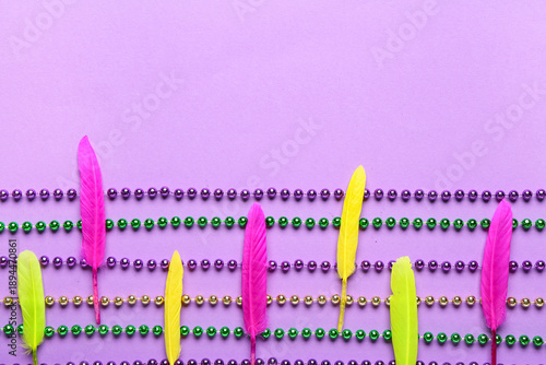 Colorful beads with feather...
