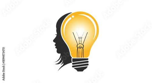 Creative idea concept with light bulb and human head silhouette