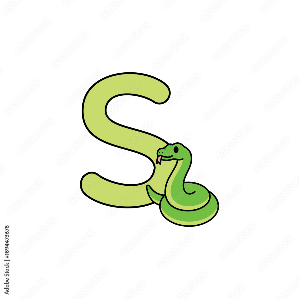 Fototapeta premium Vector Animal Alphabet Cartoon Snake Illustration