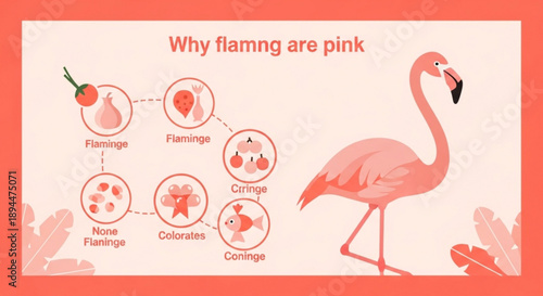 Flamingo pink coloration infographic bird and diagram