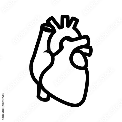 black and white icon of heart symbol anatomical style
