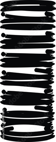 Silhouette of vertical coil spring with helical loops for mechanical, physics, energy storage, and black vector illustration in stylized graphic format