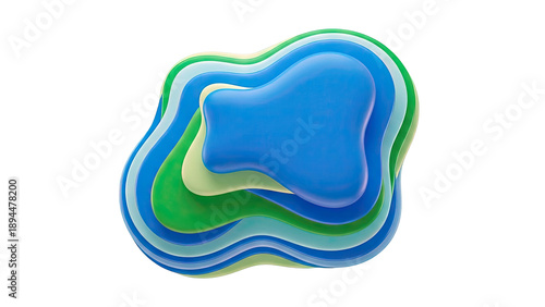 Abstract Layered Shapes in Blue and Green Hues