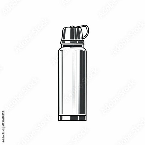 Sleek stainless steel water bottle vector illustration ideal for outdoor activities and staying