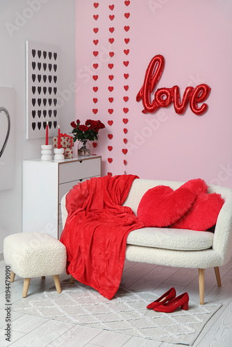 Interior of festive living ...