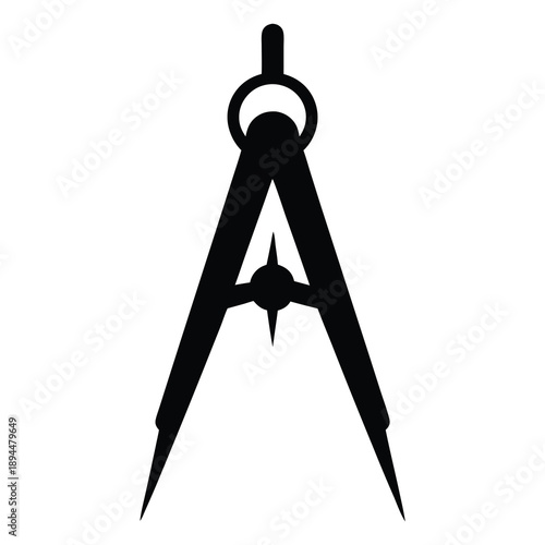 Black compass drawing instrument used for drawing circles or arcs precisely