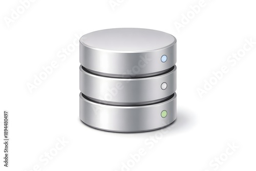 Single 3D Database Cylinder Icon Isolated on White Background