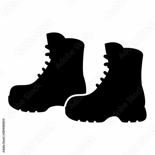 Pair of sturdy leather work boots for hiking, walking, or outdoor work